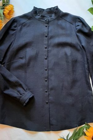 linnen blouse klassiek zwart