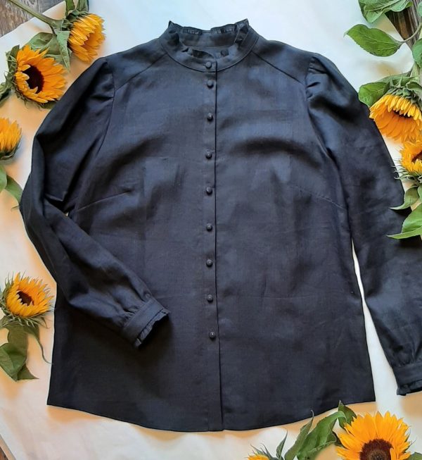 linnen blouse klassiek zwart